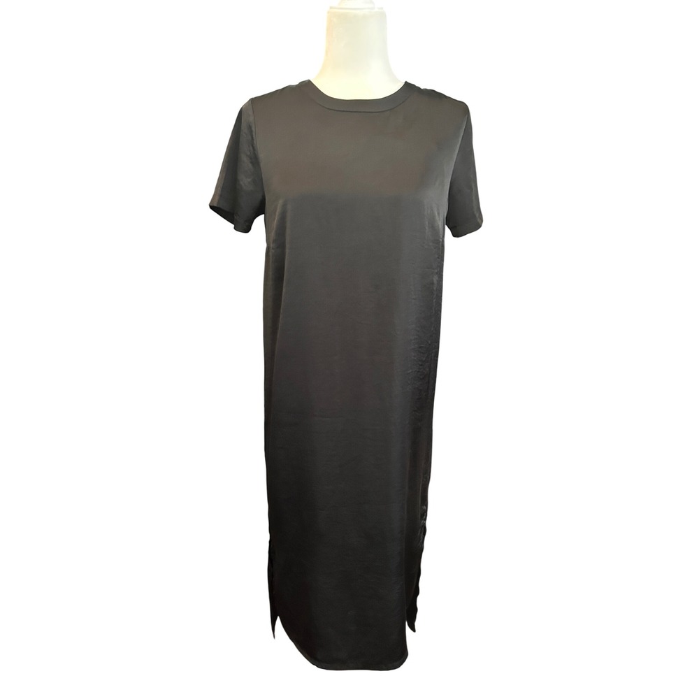 Mod Ref Dress Black Midi‎ Crew Neck Short Sleeve Casual Women's